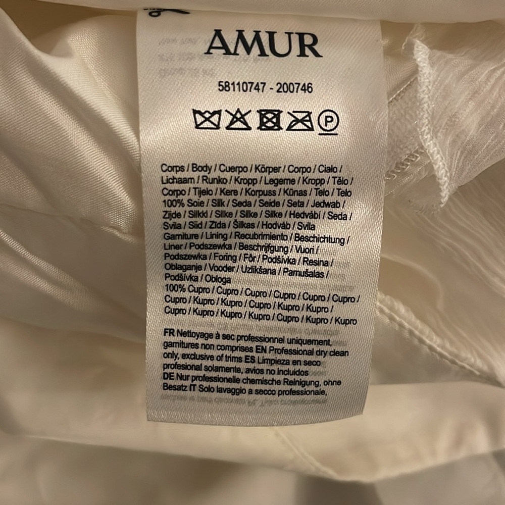 AMUR Harlow Silk One-Shoulder Gown in Ivory NWOT - Picture 7 of 8